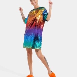 UGG ZOEY SEQUIN TEE DRESS PRIDE Rainbow